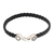 Men's sterling silver and leather bracelet, 'Together' - Handmade Men's Braided Leather Bracelet (image 2a) thumbail