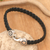 Men's sterling silver and leather bracelet, 'Together' - Handmade Men's Braided Leather Bracelet (image 2b) thumbail