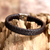 Men's sterling silver and leather bracelet, 'Masculine' - Men's Unique Braided Leather Bracelet (image 2) thumbail