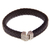 Men's sterling silver and leather bracelet, 'Masculine' - Men's Unique Braided Leather Bracelet (image 2a) thumbail