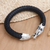 Men's sterling silver and leather bracelet, 'Dragon' - Men's Dragon Sterling Silver and Leather Bracelet (image 2) thumbail