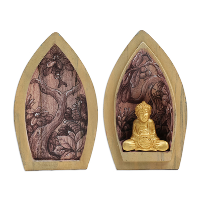 estatuilla de madera - Escultura de madera de budismo