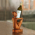 Wood wine bottle holder, 'Thinker' - Wood wine bottle holder (image 2c) thumbail