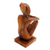 Wood sculpture, 'Thinker' - Abstract Wood Sculpture Portrait