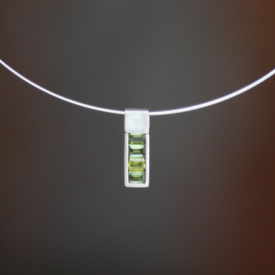 Peridot choker, 'Virtue' - Modern Sterling Silver and Peridot Necklace