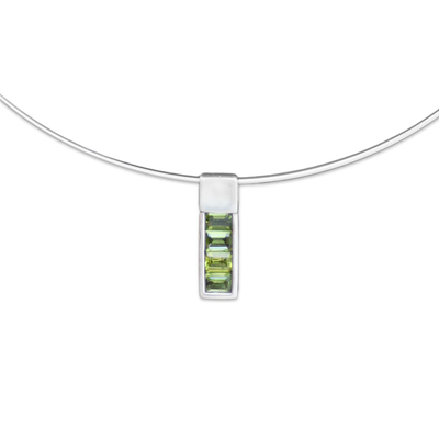 Peridot choker, 'Virtue' - Modern Sterling Silver and Peridot Necklace