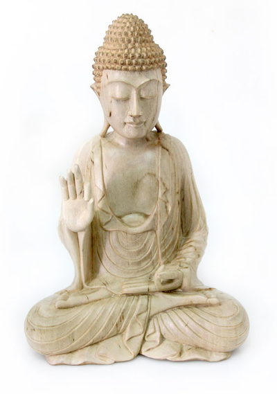 Indonesian Wood Sculpture - Beloved Buddha in Meditation | NOVICA