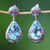 Blue topaz dangle earrings, 'Azure Teardrops' - Sterling Silver and Blue Topaz Dangle Earrings thumbail