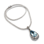 Blue topaz pendant necklace, 'Azure Teardrop' - Artisan Jewelry Sterling Silver and Blue Topaz Necklace