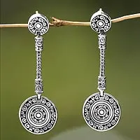 Sterling silver dangle earrings, 'Wealth of Fortune' - Artisan Crafted Sterling Silver Dangle Earrings