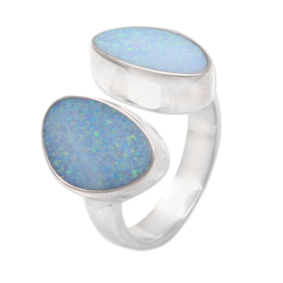 Opal cocktail ring, 'Never Apart' - Modern Sterling Silver and Opal Ring