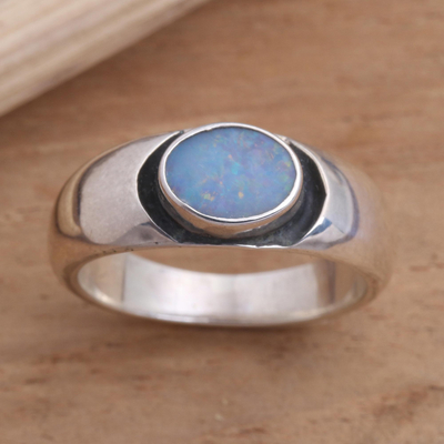 Opal solitaire ring, 'Dreams' - Sterling Silver and Opal Ring