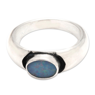 Opal solitaire ring, 'Dreams' - Sterling Silver and Opal Ring