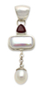 Cultured pearl and garnet pendant, 'Allegory' - Cultured pearl and garnet pendant