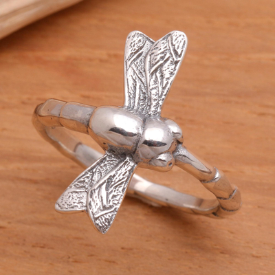 Sterling silver cocktail ring, 'Dragonfly Fortunes' - Sterling Silver Cocktail Ring
