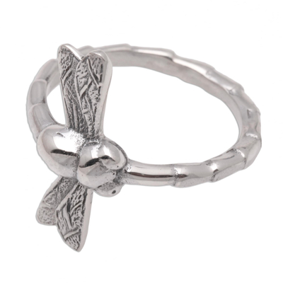 Sterling silver cocktail ring, 'Dragonfly Fortunes' - Sterling Silver Cocktail Ring