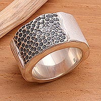 Silver band ring, 'Embrace the Earth'