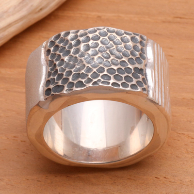 anillo de banda de plata - Anillo moderno de plata esterlina de Indonesia
