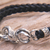 Men's sterling silver and leather braided bracelet, 'Cobra' - Men's Leather and Sterling Silver Snake Bracelet (image 2d) thumbail