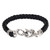 Men's sterling silver and leather braided bracelet, 'Cobra' - Men's Leather and Sterling Silver Snake Bracelet