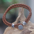 Sterling silver and leather flower bracelet, 'Brown Lotus' - Artisan Crafted Floral Leather Braided Bracelet (image 2b) thumbail