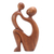 Wood statuette, 'I Adore You' - Mother and Child Wood Sculpture