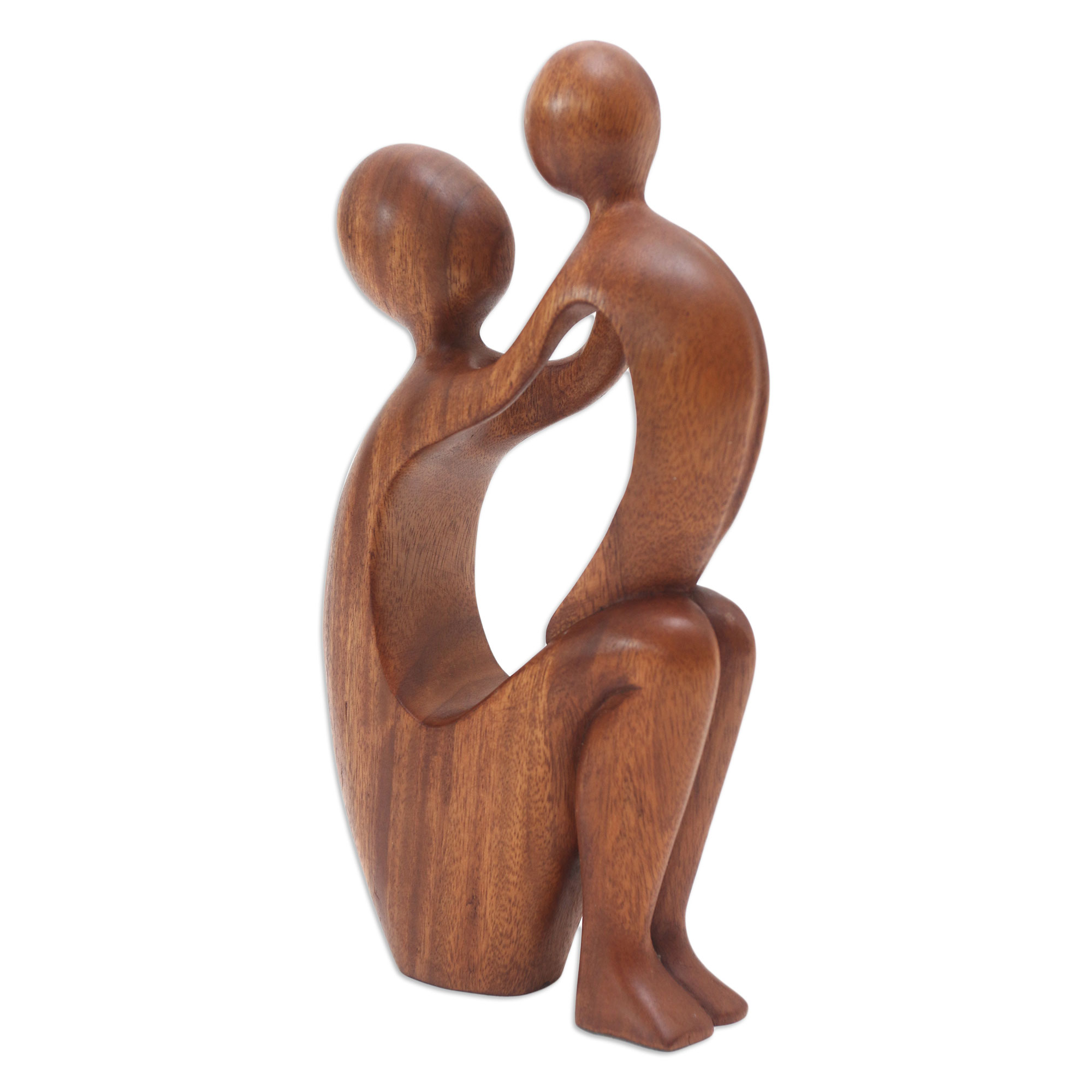 UNICEF Market Artisan Hand Carved Mother And Child Modern Sculpture   P175971 2b 