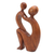 Wood statuette, 'I Adore You' - Mother and Child Wood Sculpture (image 2c) thumbail