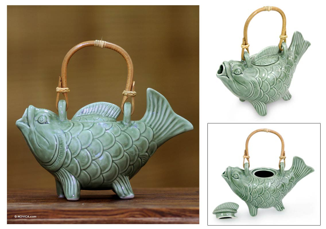 UNICEF Market | Handcrafted Indonesian Teapot - Koi in Motion