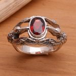 Men's garnet ring, 'Gift of Peace' - Men's Indonesian Sterling Silver and Garnet Ring