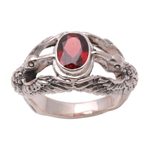 Men's garnet ring, 'Gift of Peace' - Men's Indonesian Sterling Silver and Garnet Ring