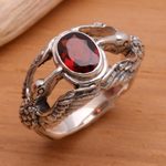 Men's garnet ring, 'Gift of Peace' - Men's Indonesian Sterling Silver and Garnet Ring
