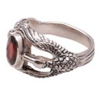 Men's garnet ring, 'Gift of Peace' - Men's Indonesian Sterling Silver and Garnet Ring