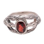 Men's garnet ring, 'Gift of Peace' - Men's Indonesian Sterling Silver and Garnet Ring