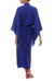Rayon batik robe, 'Indigo Orchids' - Blue Violet Women's Batik Robe from Indonesia (image 2c) thumbail