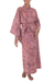Cotton batik robe, 'Earth Dancer' - Handmade 100% Cotton Robe in Red Pink Tones from Indonesia