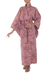 Cotton batik robe, 'Earth Dancer' - Handmade 100% Cotton Robe in Red Pink Tones from Indonesia (image 2d) thumbail