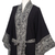 Batik rayon robe, 'Batik Midnight' - Indonesian Floral Patterned Black and Ivory Robe