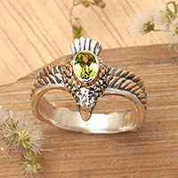 anillo peridoto hombre - Anillo de hombre hecho a mano con peridoto y plata esterlina