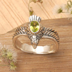 Men's peridot ring, 'Peace Messenger' - Men's Hand Crafted Peridot and Sterling Silver Ring