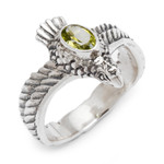 Men's peridot ring, 'Peace Messenger' - Men's Hand Crafted Peridot and Sterling Silver Ring