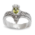 Men's peridot ring, 'Peace Messenger' - Men's Hand Crafted Peridot and Sterling Silver Ring
