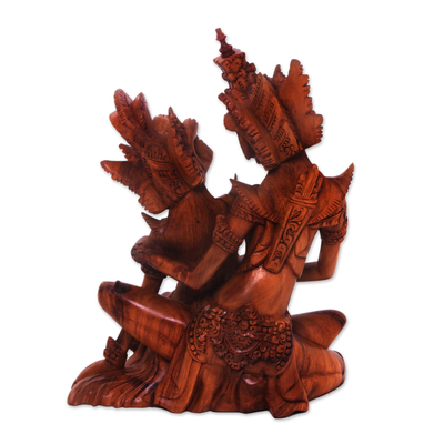 Wood sculpture, 'Hindu Love Story' - Hindu Love Story Wood Sculpture of Rama and Sita