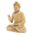 Wood statuette, 'Sitting Buddha' - Hand Carved Wood Sculpture (image 2b) thumbail