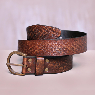 Leather belt - Starlight | NOVICA