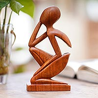 Wood sculpture, 'Alone'