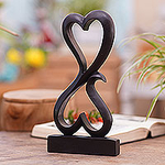 Artisan Crafted Romantic Wood Sculpture, 'Love Unites'