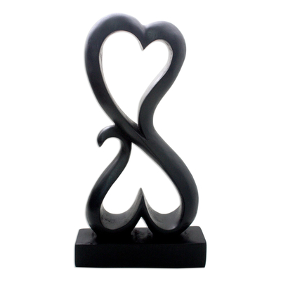 Wood sculpture, 'Love Unites' - Artisan Crafted Romantic Wood Sculpture
