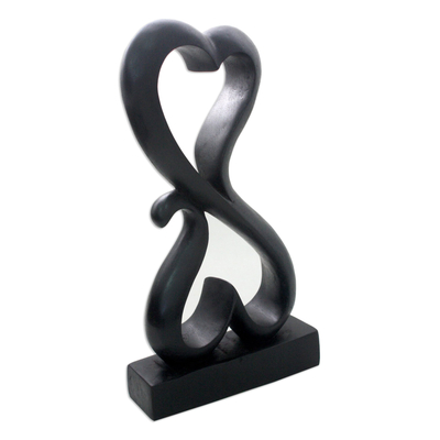 Wood sculpture, 'Love Unites' - Artisan Crafted Romantic Wood Sculpture