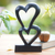 Wood sculpture, 'Linking Hearts' - Romantic Wood Sculpture (image 2j) thumbail